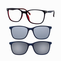 Monture ultem 53 bleu/rouge+ 2 clips gris/argentmiroir prix net