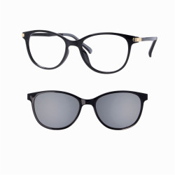 Monture oeil de chat noire brillant + clip 48 prix net