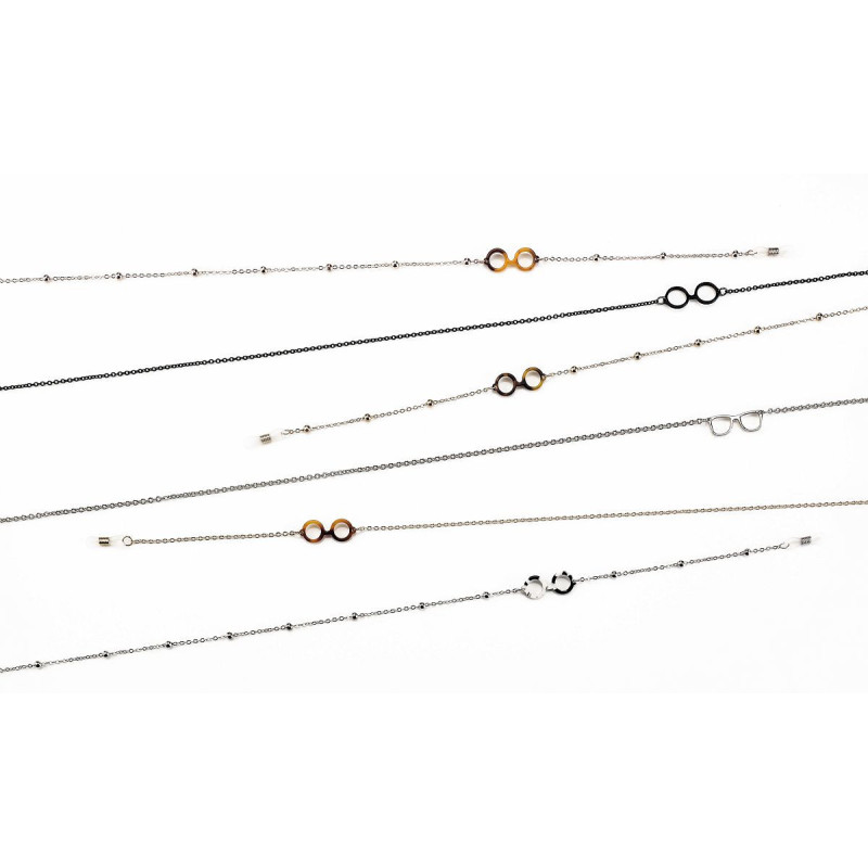 Chainettes metal colori assort avec decor. lunette (6 pces)