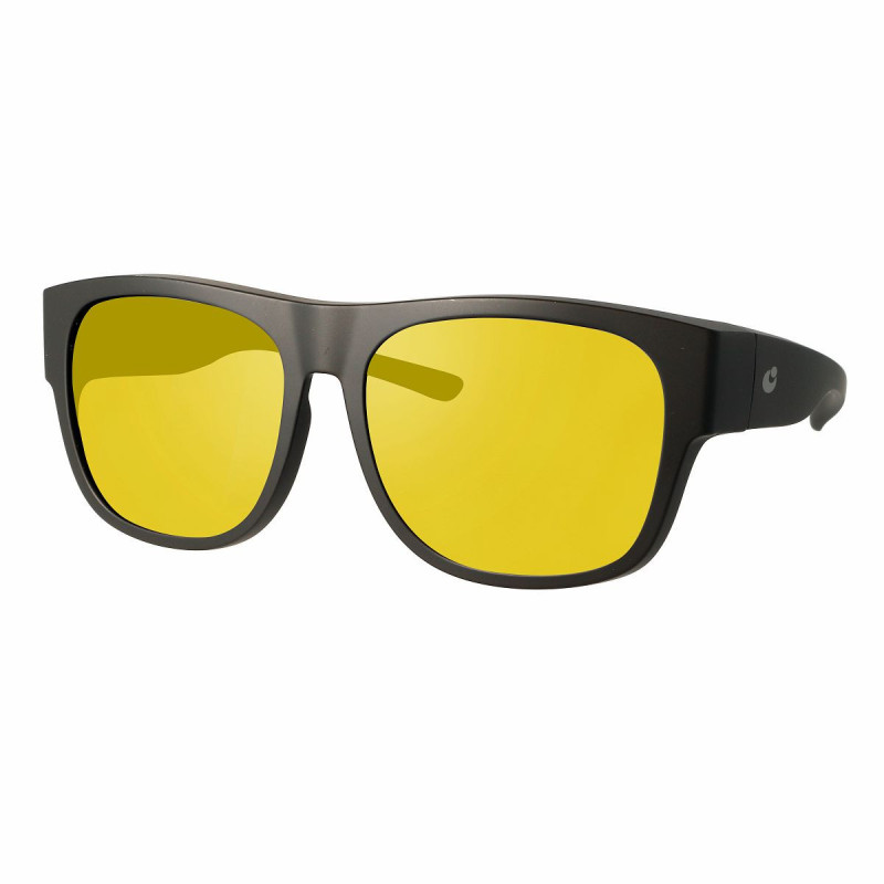 Surlunettes noires verres jaunes