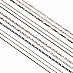 Chainettes metal assorties 4 modeles en 3 couleurs (12pcs)