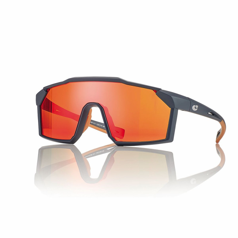 Lunette de sport soleil noir mat verre orange miroite 125 18-140 prix net