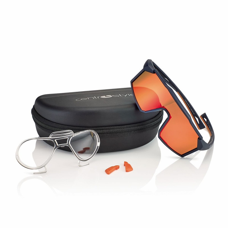 Lunette de sport soleil noir mat verre orange miroite 125 18-140 prix net