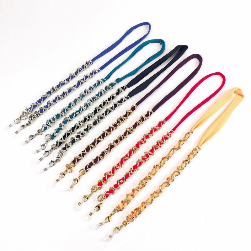 Set chainettes airport ruban et maillons alluminium + microfibres (6 pcs)