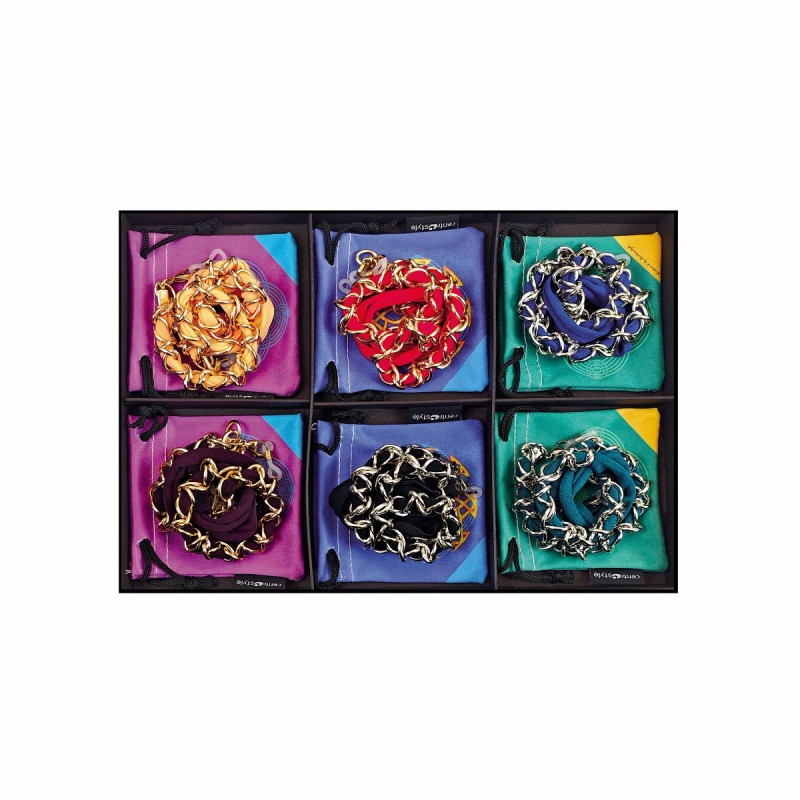 Set chainettes airport ruban et maillons alluminium + microfibres (6 pcs)