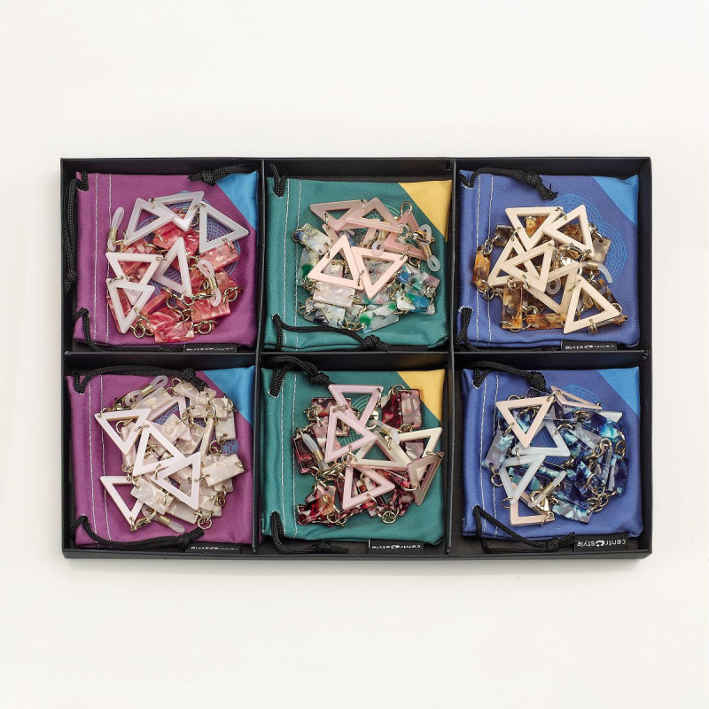 Set chainettes airport en triangle ultralegere en acetate + microfibres (6 pcs)