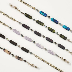 Set chainettes airport metal dore avec deco acetate + microfibres (6 pcs)