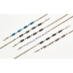 Set chainettes airport metal dore avec deco acetate + microfibres (6 pcs)