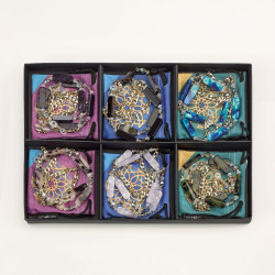 Set chainettes airport metal dore avec deco acetate + microfibres (6 pcs)