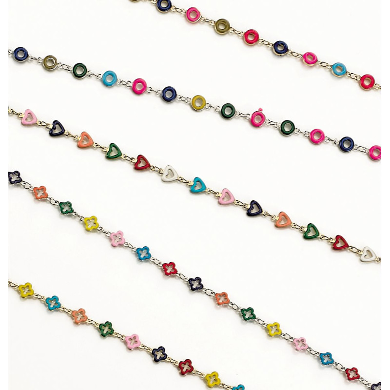 Set chain. amalfi metal 3 mod./2 couleurs : argent et dore+ microfibres (6 pcs)