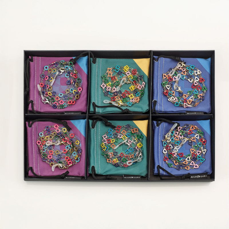 Set chain. amalfi metal 3 mod./2 couleurs : argent et dore+ microfibres (6 pcs)