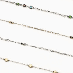 Set chain. capri metal 3 mod./2 coul. : argent/dore + microfibres (6 pcs)