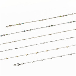 Set chain. capri metal 3 mod./2 coul. : argent/dore + microfibres (6 pcs)