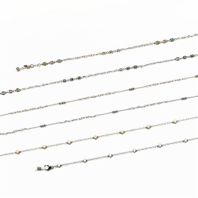 Set chain. capri metal 3 mod./2 coul. : argent/dore + microfibres (6 pcs)