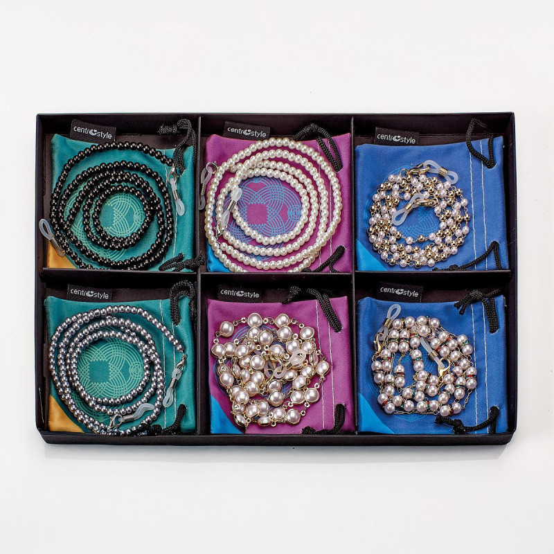 Prague 2 chain. metal avec perles decoratives - 6 modeles (6 pcs)