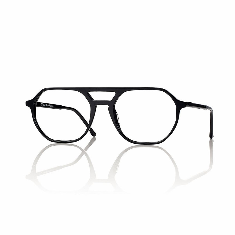 Monture fine acetate hd noir brillant double pont t54