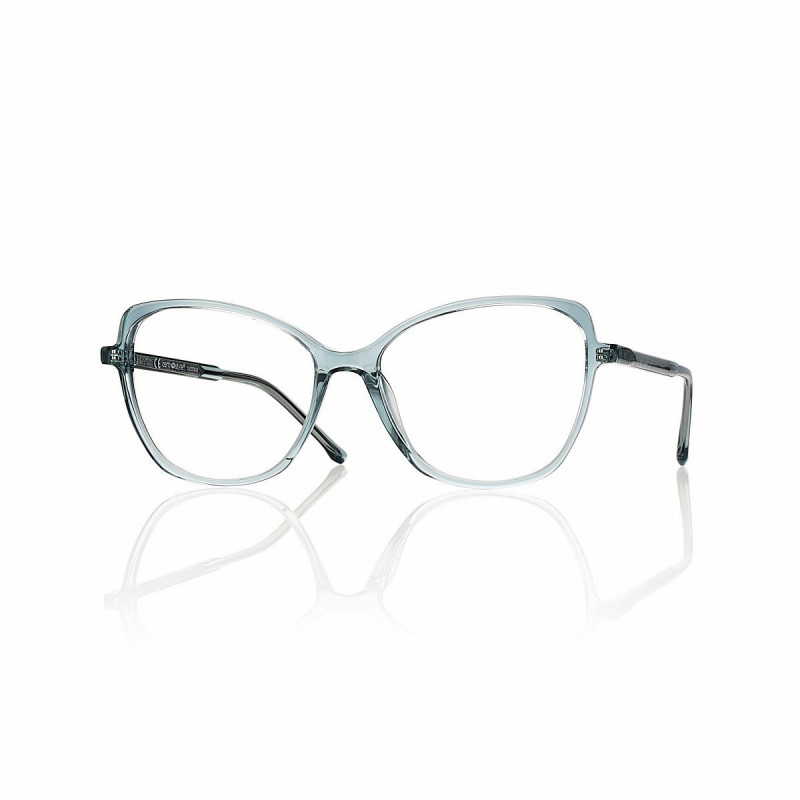 Monture fine acetate hd vert brillant oeil de chat 54
