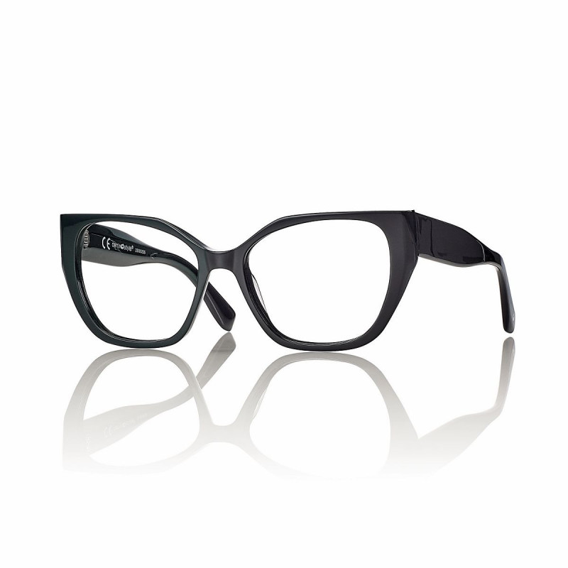 Monture acetate noir brillant oeil de chat t54