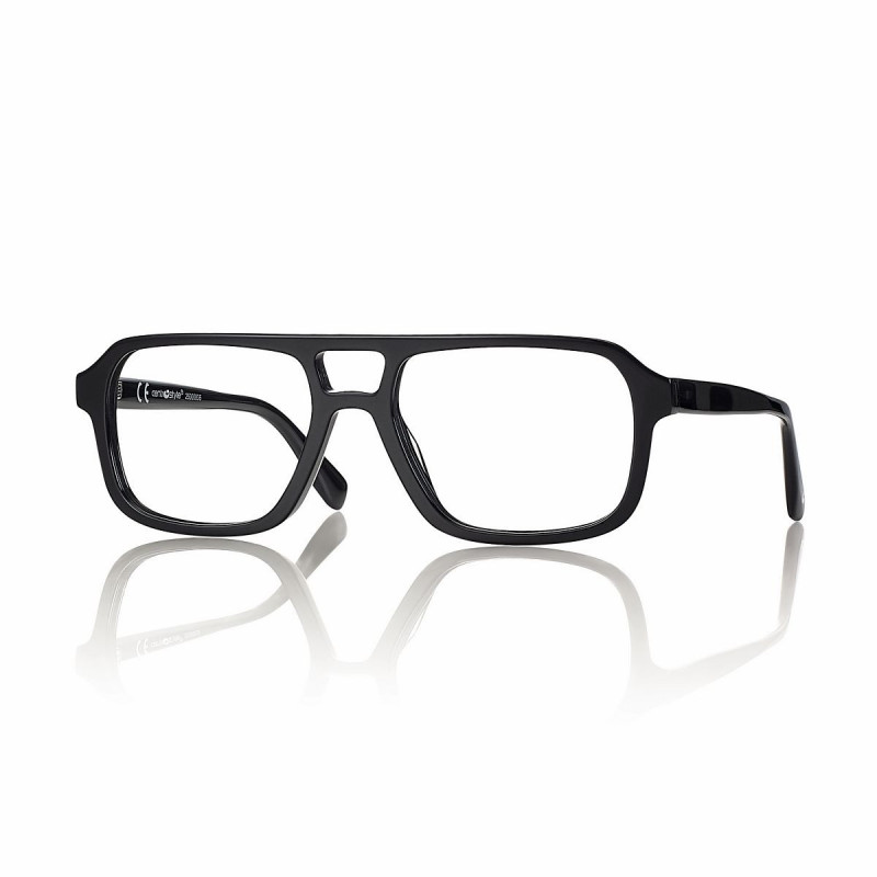 Monture acetate noir brillant double pont t55