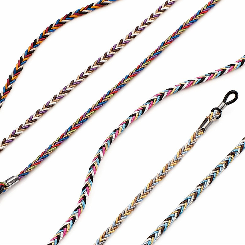 Cordons tressés - tissu ethnique couleurs assorties (12 pcs)