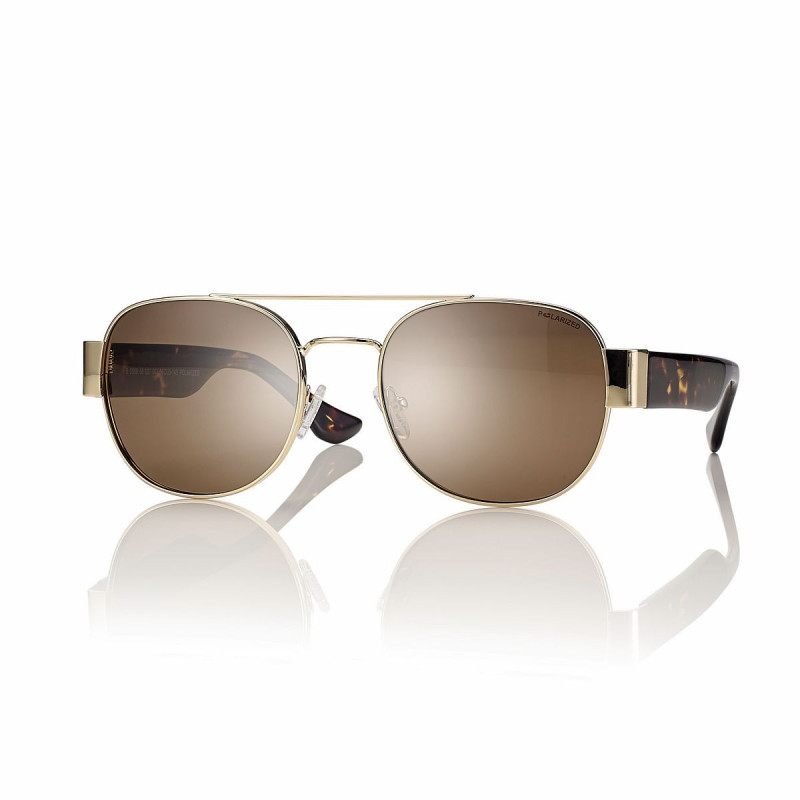 Lun.sol. metal+acetate iconique unisexe dore verre brun 56