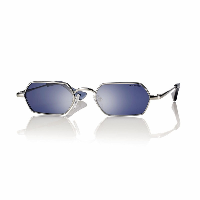 Lun.sol. metal iconique unisexe argent verre bleu 50