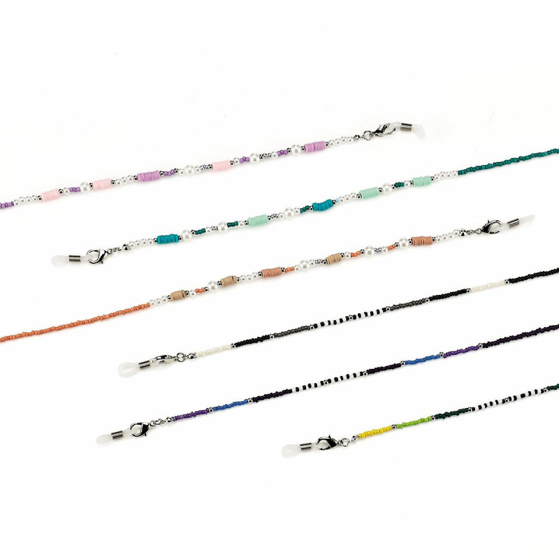 Set chainette madeire avec perles / 6 modeles differents + microfibres (6 pcs)