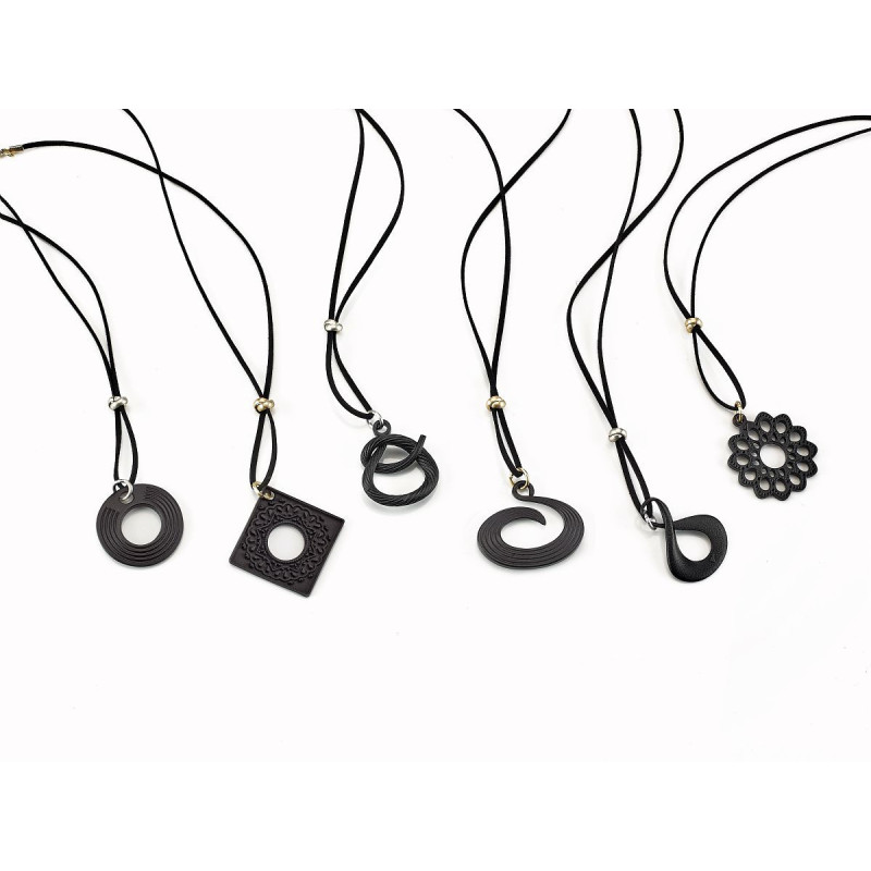 Assort. pendentifs porte lunette - impression 3d + cordon en alcantara (6pcs)