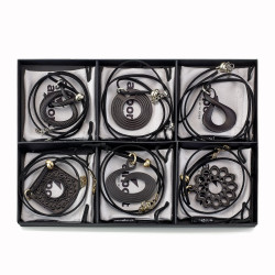 Assort. pendentifs porte lunette - impression 3d + cordon en alcantara (6pcs)