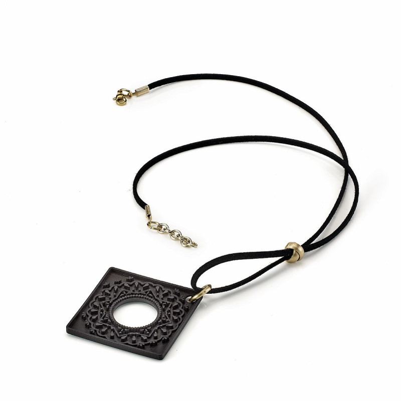 Pendentifs porte lunette rombus - impression 3d + cordon en alcantara (1 pce)