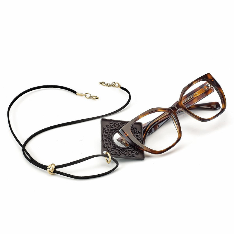 Pendentifs porte lunette rombus - impression 3d + cordon en alcantara (1 pce)