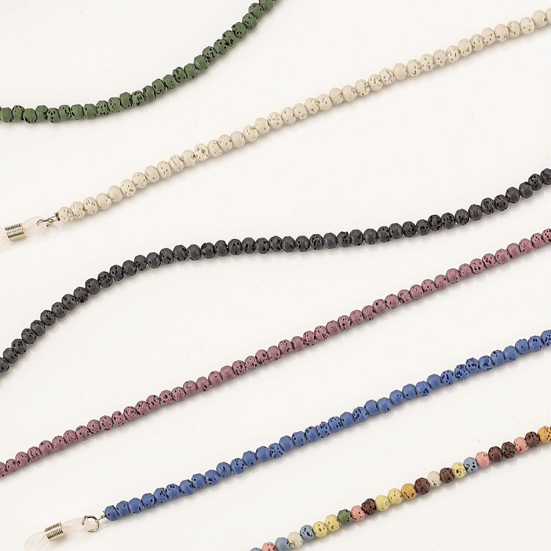 Kit chainettes perles - perle de lave 6 couleurs differentes (6 pieces)