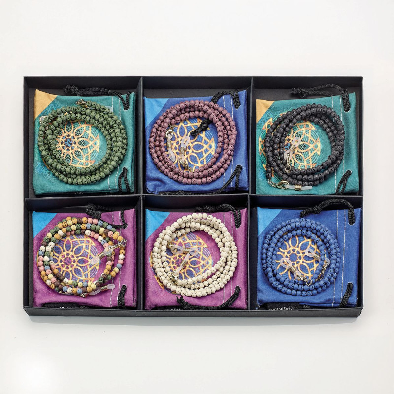 Kit chainettes perles - perle de lave 6 couleurs differentes (6 pieces)