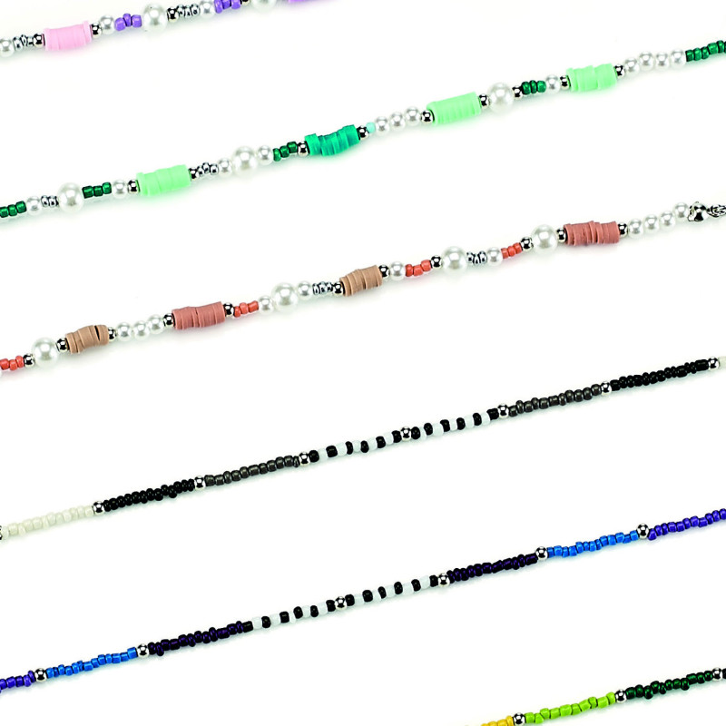 Set chainette madeire avec perles / 6 modeles differents + microfibres (6 pcs)