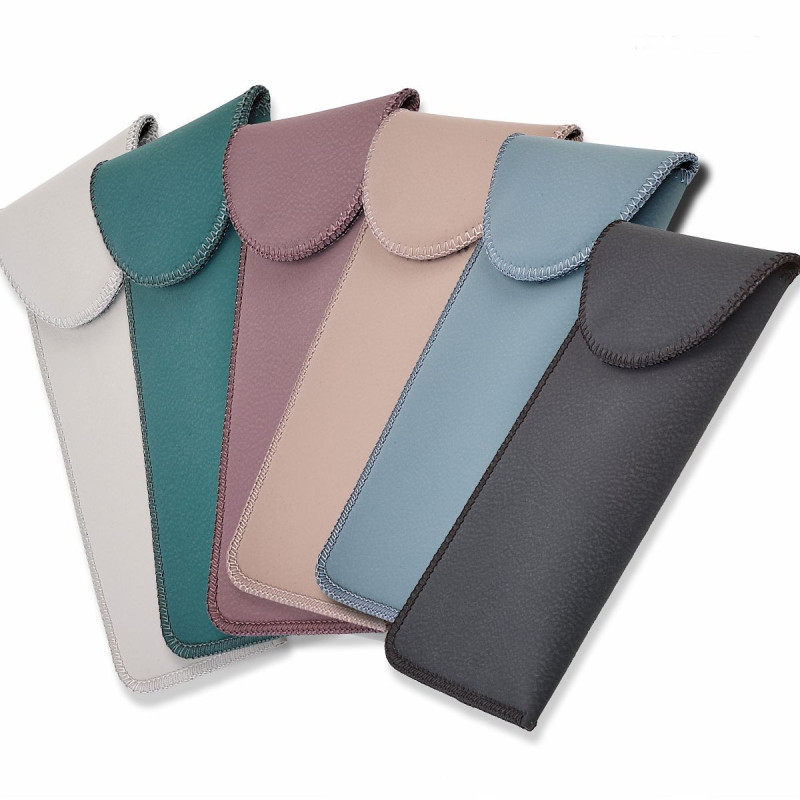 Etuis souples cuir eco. fermeture velcro 6 coul. assort.-165x75 mm (12 pcs)