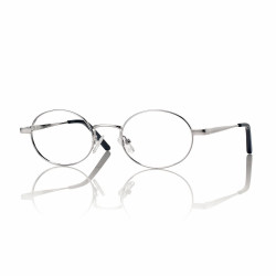 Mont. unisexe metal argent brillant +clip noir mat verre bleu 49 21-140 prix net