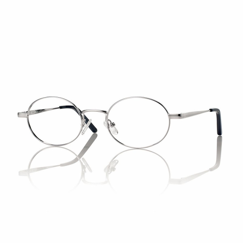 Mont. unisexe metal argent brillant +clip noir mat verre bleu 49 21-140 prix net