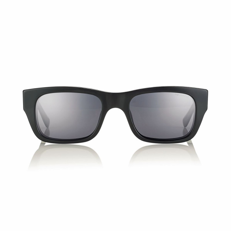 Monture acetate rectangulaire noir brillant + clip - 51 19-145 prix net