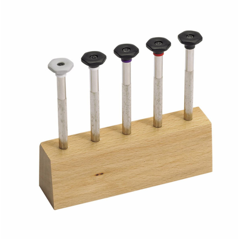 Set 5 tournevis sur socle bois