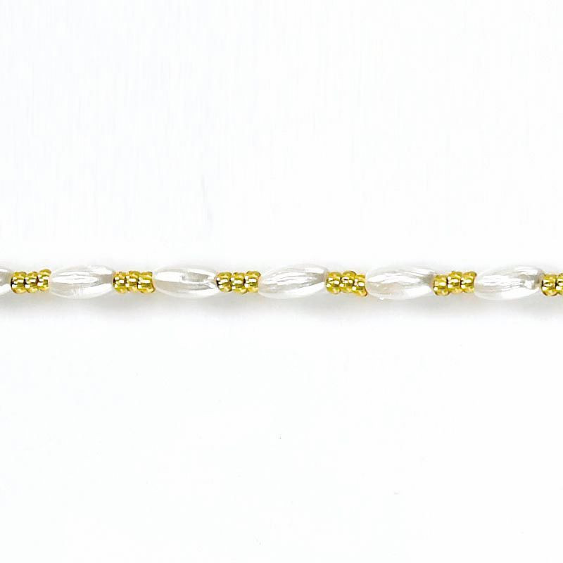 Chainette perles blanches et or 1 piece