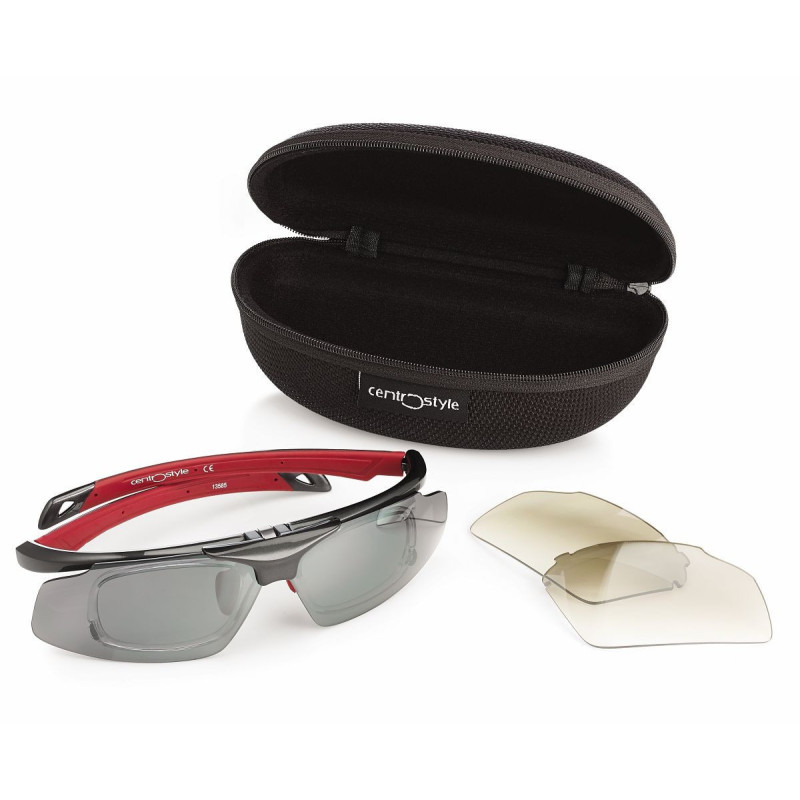 Lunette de sport soleil noir/rouge prix net