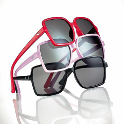 Lun.sol.51 rouge brillant verres gris prix net